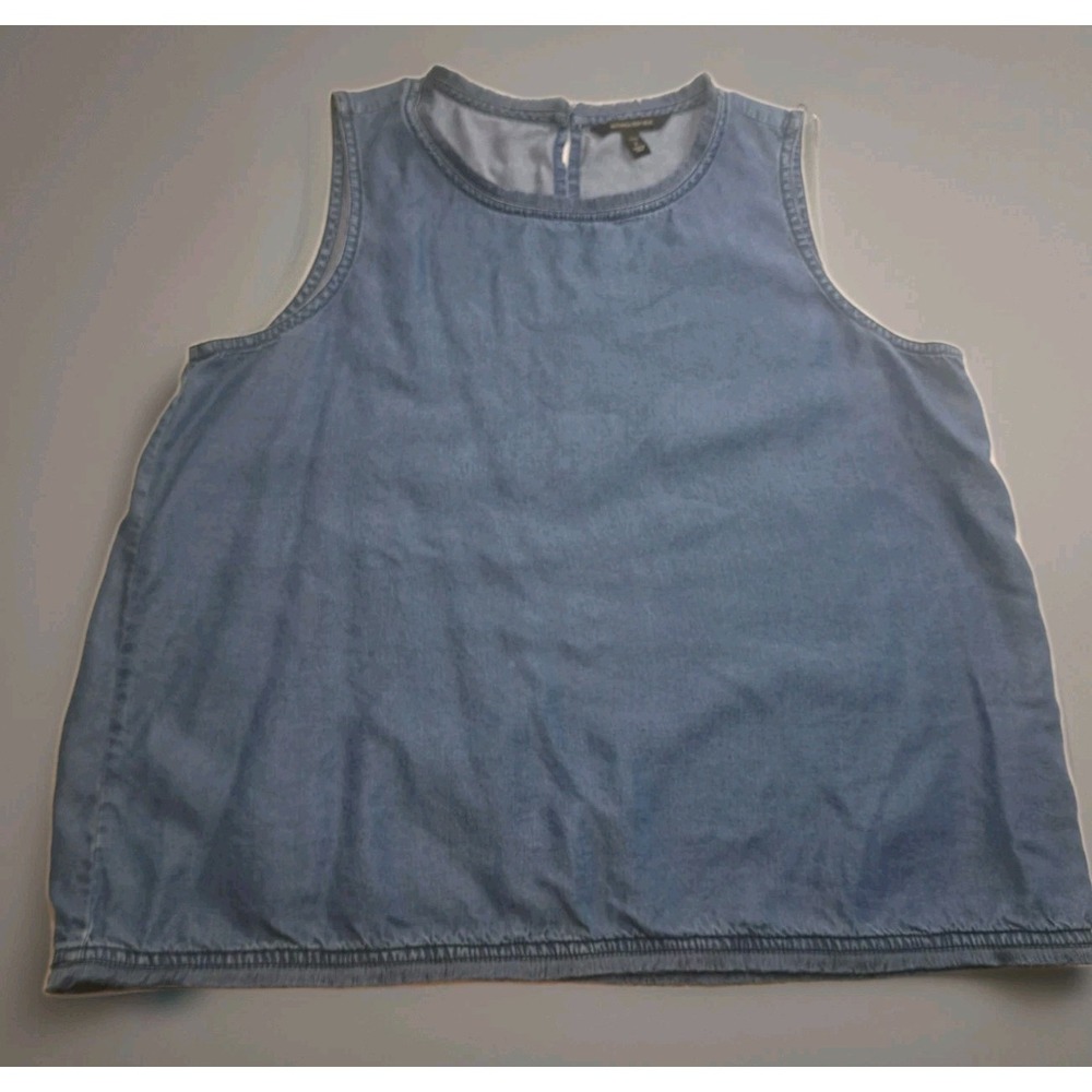 Banana Republic Sleeveless Tank Top Womens L Fringe Trim Blue Keyhole